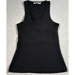 T Alexander Wang Tank Top Womens‎ XS Black Modal Stretch V Neck Keyhole Back